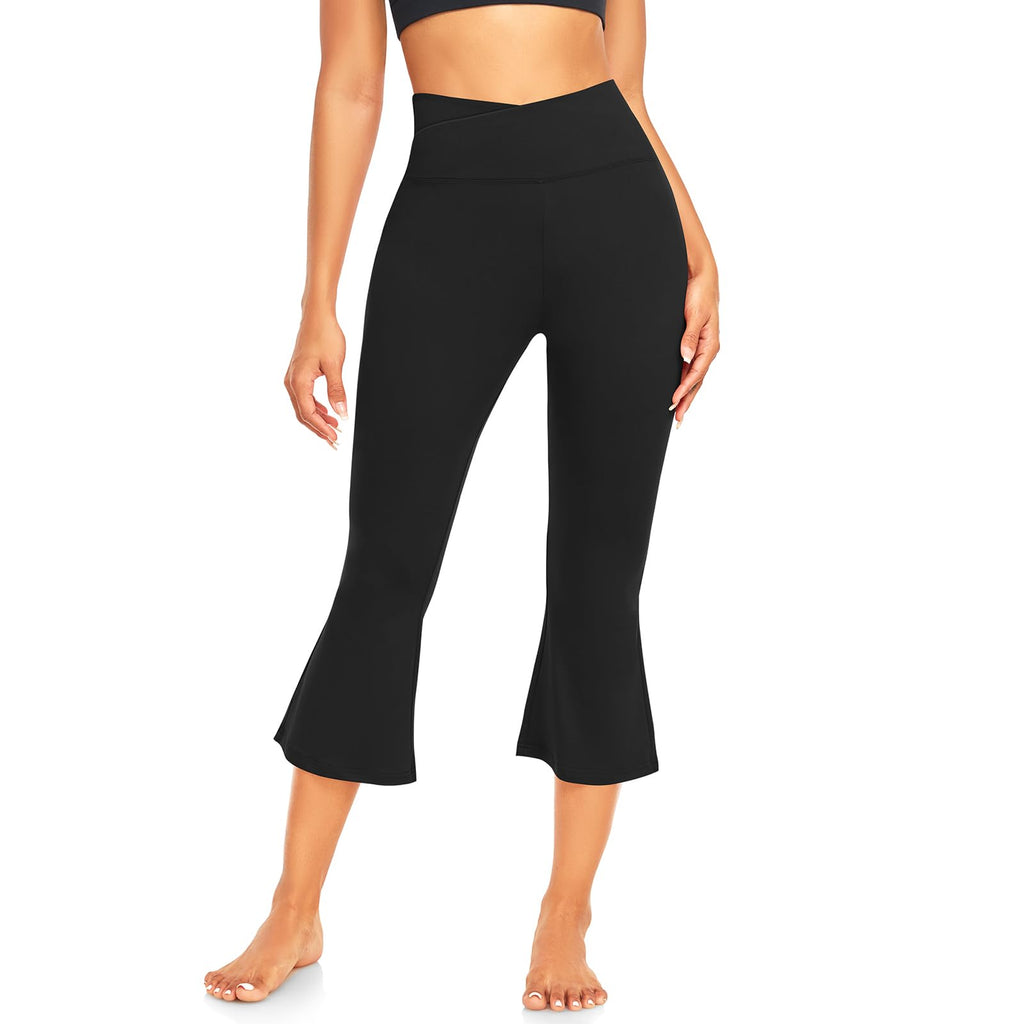 Cross-Waist Flared Leggings