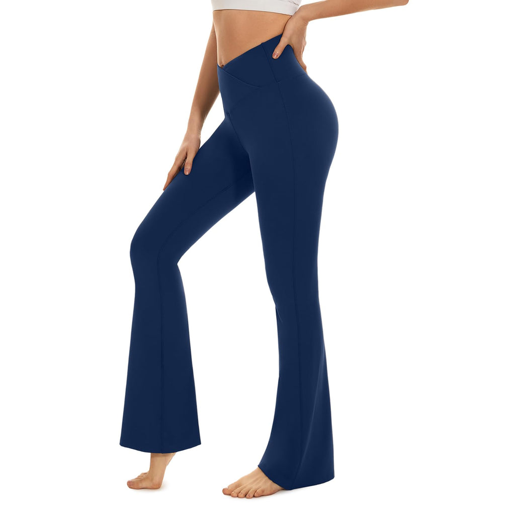 Cross-Waist Flared Leggings
