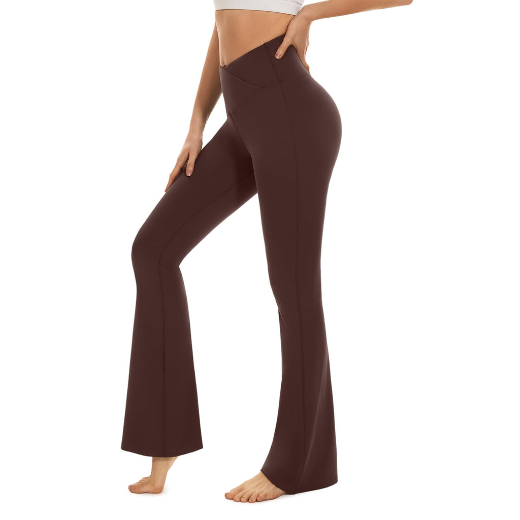 Cross-Waist Flared Leggings
