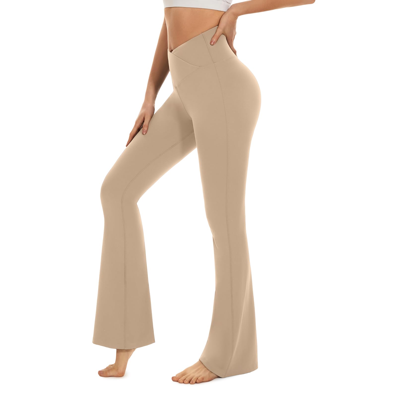 Cross-Waist Flared Leggings