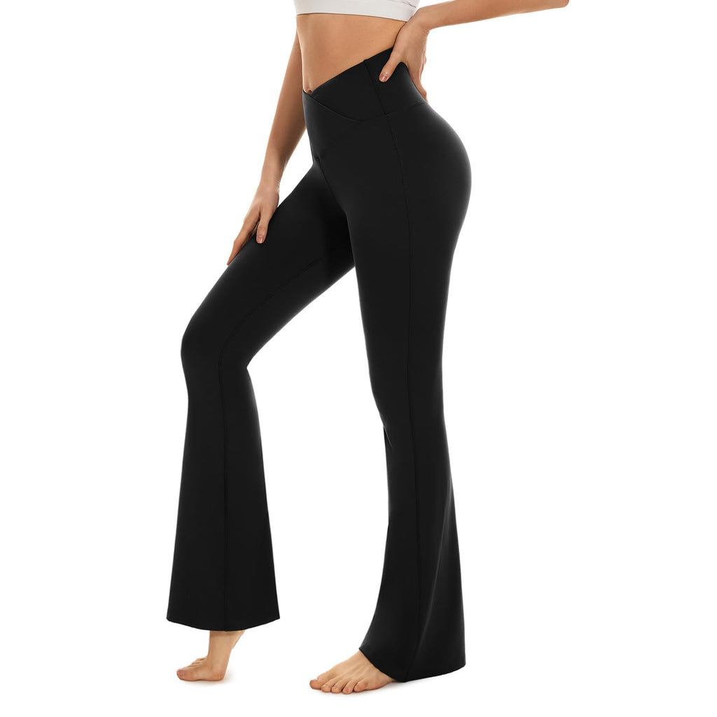 Cross-Waist Flared Leggings