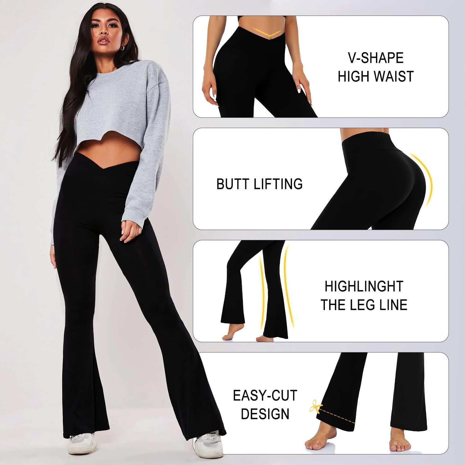 Cross-Waist Flared Leggings