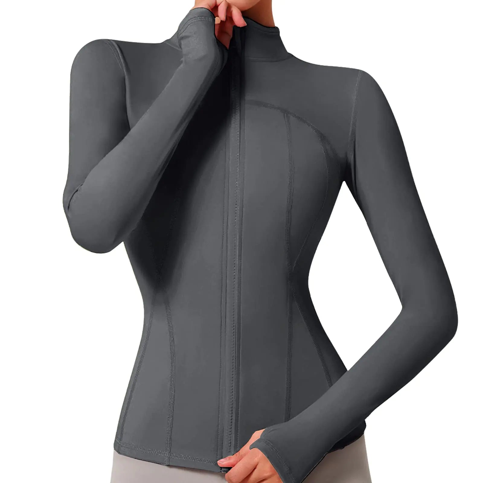 VUTRU Womens Workout Yoga Jacket Lightweight Athletic Jacket Slim Fit Full Zip Running Track Jacket (GreyXXL)